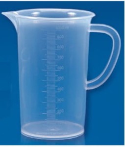 Zlewka PP 1000 ml z wylewem i uchem skala tłoczona