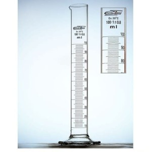 Cylinder 100ml miarowy szklany z podziałką 0,1l kl.B 