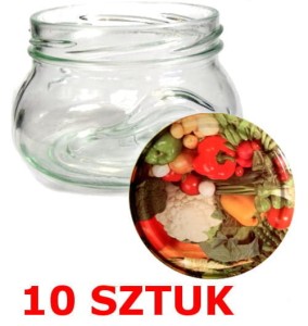 SŁOIK OZDOBNY 300 ml Z ZAKRĘTKĄ WARZYWA 10 SZTUK