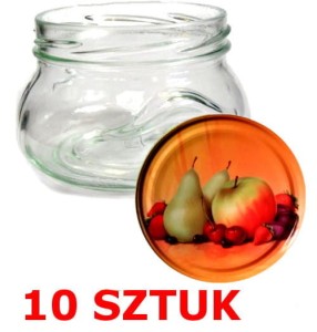 SŁOIK OZDOBNY 300 ml Z ZAKRĘTKĄ GRUSZKA OWOCE 10 SZTUK