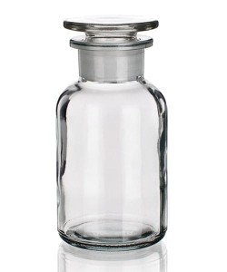 BUTELKA NA ODCZYNNIKI BIAŁA  250 ML SZEROKA SZYJA PRZEŹROCZYSTA